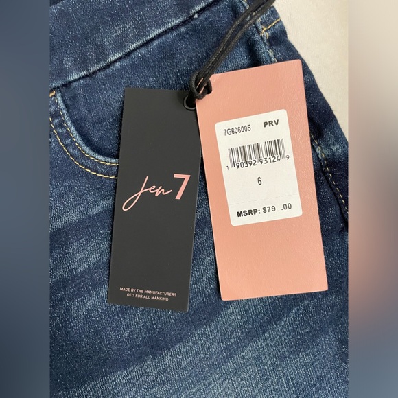 NWT Jen7 by 7 for All Mankind stretch shorts raw hem women’s size 6 Dark Blue - Picture 2 of 10